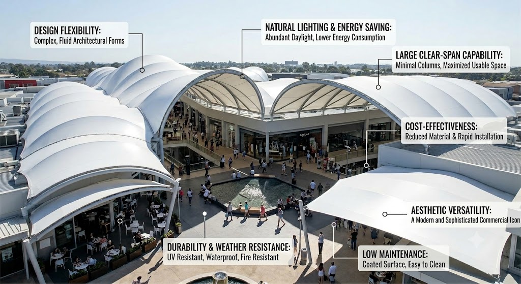 Lonsun Tex Custom Commercial Construction Tensile Membrane And Architectural Fabric Structure