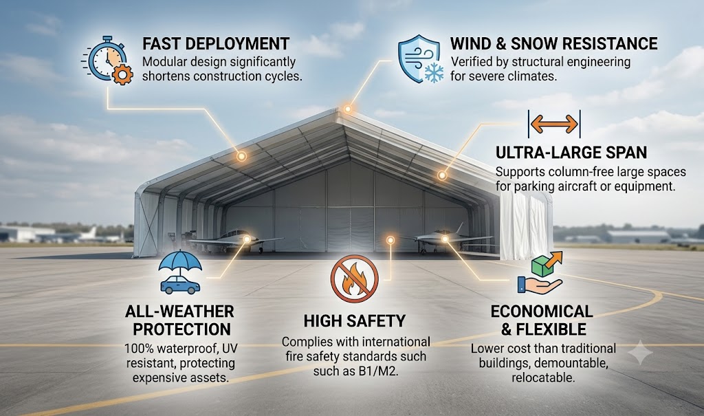 Aviation Aircraft Hangar Tent Membrane Structure
