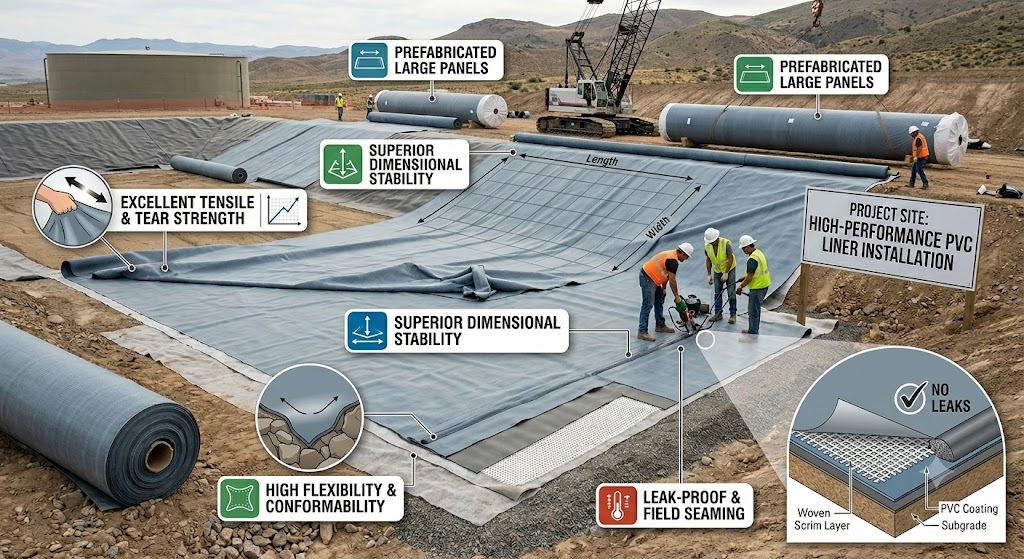 HighDurability Pvc Coated Geomembrane Fabric For Industrial Containment And Lining Solutions