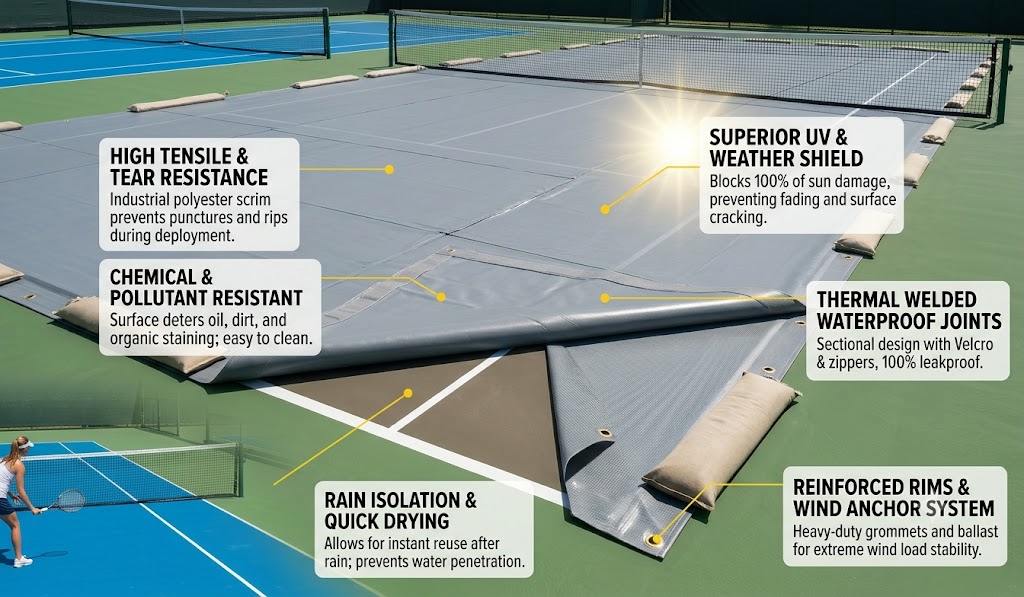 HeavyDuty Pvc Coated Fabric Roof Covering An Outdoor Sports Court Structure For AllWeather Protection