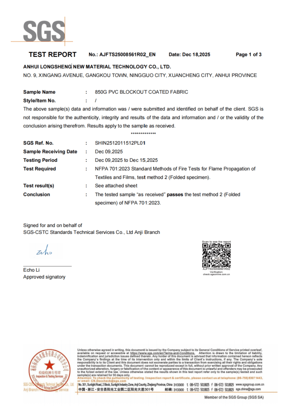 Nfpa701 Fire Safety Certification